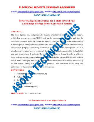 Power Management Strategy for a Multi-Hybrid Fuel Cell/Energy Storage Power Generation Systems