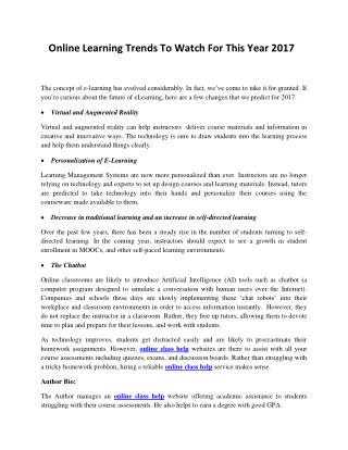 Online Learning Trends To Watch For This Year 2017