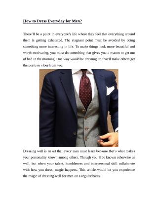 How to Dress Everyday for Men?
