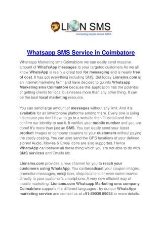 Bulk SMS Promotional SMS Transactional SMS - bulksmscoimbatore.net