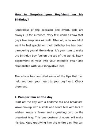 How to Surprise your Boyfriend on his Birthday?
