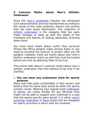 5 Common Myths about Men’s Athletic Underwear