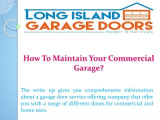 How To Maintain Your Commercial Garage?