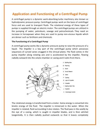 Centrifugal Pump and Its Dominant Functionalities