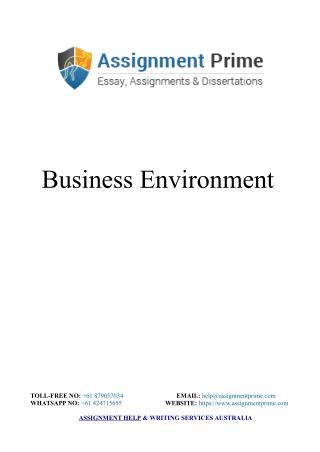 Business Environment Assignment Sample - Assignment Prime Australia