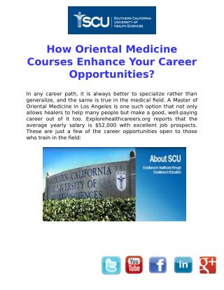 How Oriental Medicine Courses Enhance Your Career Opportunities?