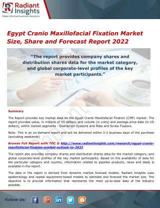 Egypt Cranio Maxillofacial Fixation Market Analysis and Forecasts 2022 by Radiant Insights