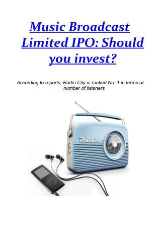 Music Broadcast Limited IPO: Should you invest?