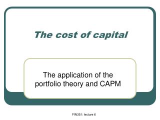 The cost of capital