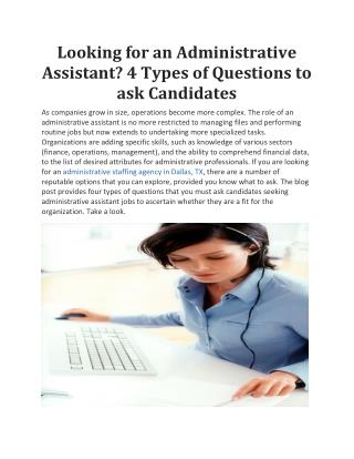 looking for an administrative assistant? 4 types of question to ask candidate