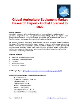 Global Agriculture Equipment Market Research Report - Global Forecast to 2022