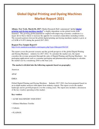 Global Digital Printing and Dyeing Machines Market Report 2021