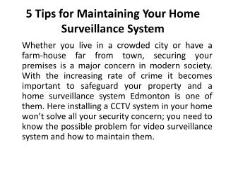 Maintaining Your Home Surveillance System