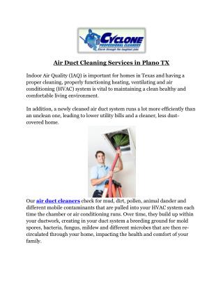 Air Duct Cleaning Services in Plano TX