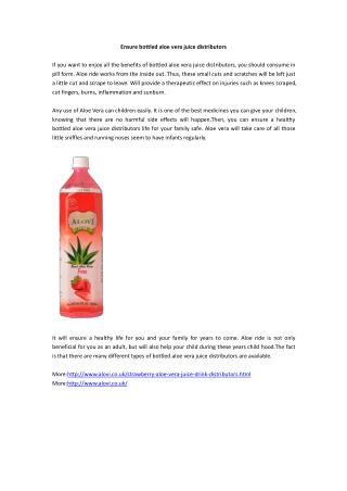 Ensure bottled aloe vera juice distributors