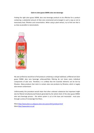 Claim to alovi guava 500ML aloe vera beverage