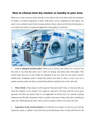 How to choose best dry cleaner or laundry in your area