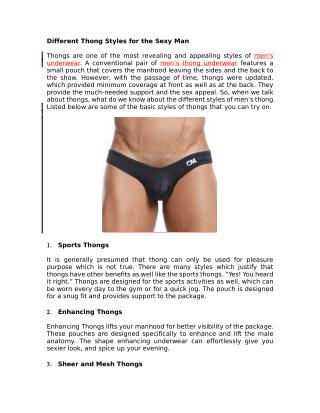 Different Thong Styles for the Exotic Man