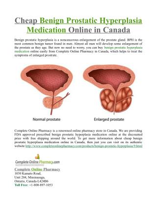Cheap Benign Prostatic Hyperplasia Medication Online in Canada