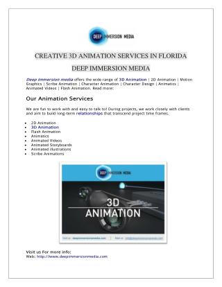 Creative 3D Animation Services In Florida | Deep Immersion Media