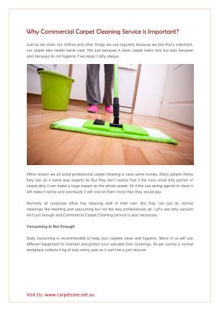Why Commercial Carpet Cleaning Service is Important?