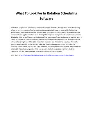 What To Look For In Rotation Scheduling Software