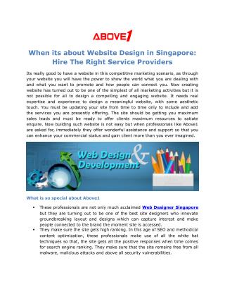 When its about Website Design in Singapore: Hire The Right Service Providers
