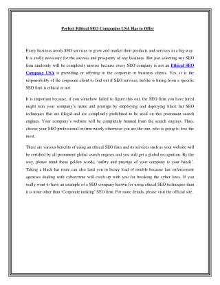 Ethical SEO Company in USA