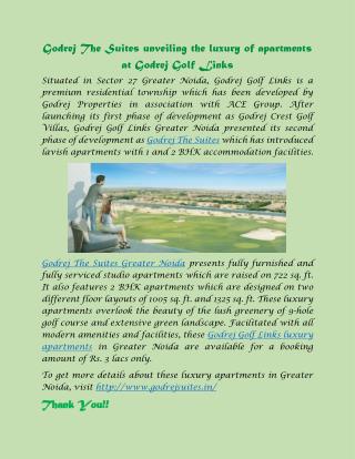 Godrej The Suites unveiling the luxury of Studio apartments at Godrej Golf Links