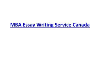 MBA Essay Writing Service Canada