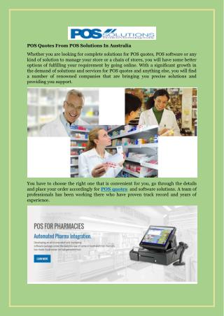 POS Quotes From POS Solutions In Australia