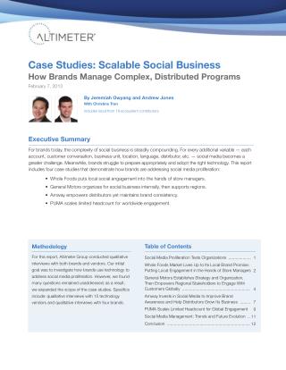 [Report] Scalable Social Business: How Brands Manage Complex, Distributed Programs, by Jeremiah Owyang and Andrew Jones