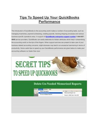 Tips To Speed Up Your QuickBooks Performance