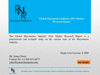 Global Mayonnaise market analysis & trends