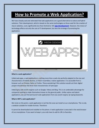 How to Promote a Web Application?