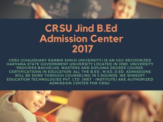 CRSU B.ED. ADMISSION 2017-18