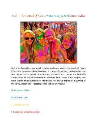 Holi – The Festival Of Color, Water And Joy With Some Tadka