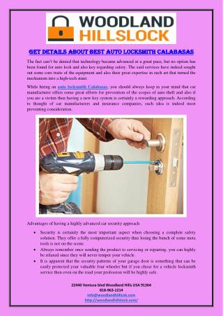 Get Details About Best Auto Locksmith Calabasas