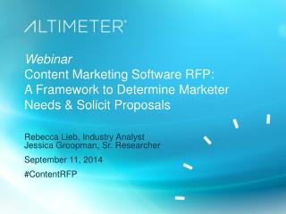 [Slides] Content Marketing Software RFP, by Altimeter Group