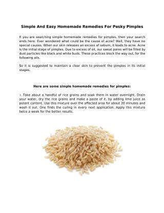 Simple And Easy Homemade Remedies For Pesky Pimples