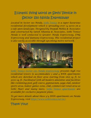 Super luxury 2/3 BHK homes at Sethi Venice