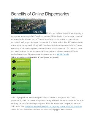 Benefits of Online Dispensaries