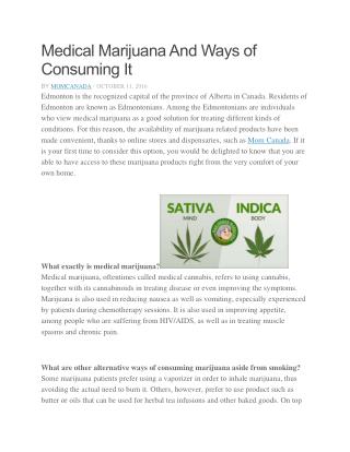 Medical Marijuana And Ways of Consuming It