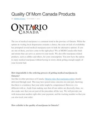 Quality Of Mom Canada Products