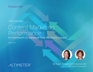 [Report] Content Marketing Performance by Altimeter Group