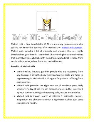 Malted Milk – Health Benefits