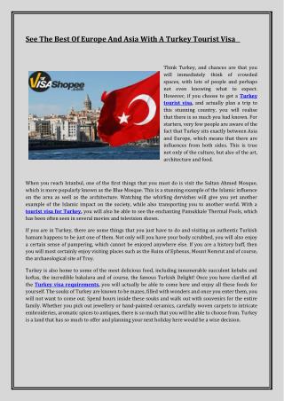 See The Best Of Europe And Asia With A Turkey Tourist Visa