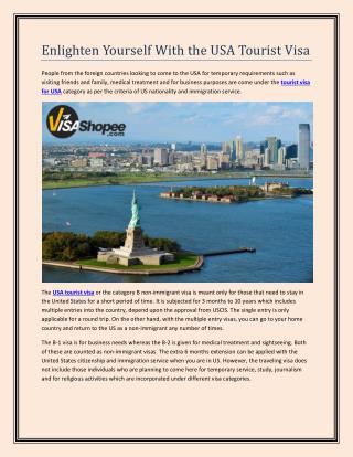 Enlighten Yourself With the USA Tourist Visa
