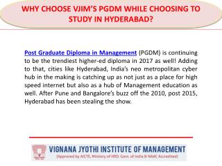 Why Choose Vjim’s Pgdm While Choosing to Study in Hyderabad
