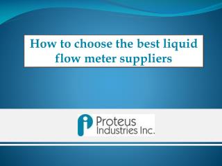 How to Choose Liquid Flow Meters Suppliers : Proteus Industries Inc.